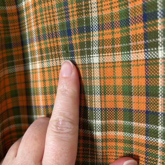 Orvis Orange Green Plaid Button Down Top Size XL Fall Autumn Office Outdoor - Picture 2 of 11